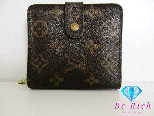 ルイ ヴィトン LOUIS VUITTON 二つ折り財布 コンパクト ジップ M61667 茶 ブラウン PVC レザー LV ロゴ ウォレット  【中古】【送料無料】bs3534