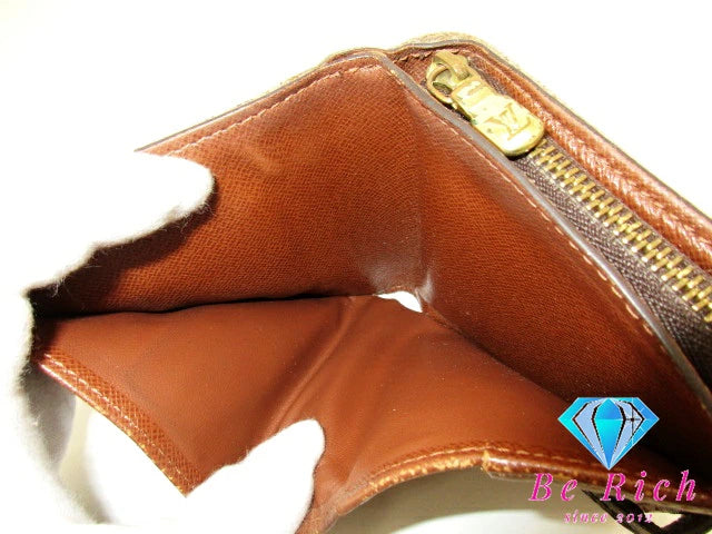 ルイ ヴィトン LOUIS VUITTON 二つ折り財布 コンパクト ジップ M61667 茶 ブラウン PVC レザー LV ロゴ ウォレット  【中古】【送料無料】bs3534