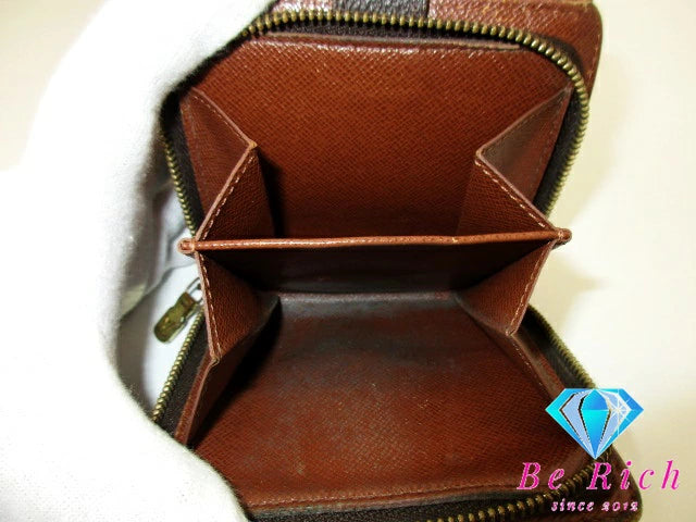 ルイ ヴィトン LOUIS VUITTON 二つ折り財布 コンパクト ジップ M61667 茶 ブラウン PVC レザー LV ロゴ ウォレット  【中古】【送料無料】bs3534