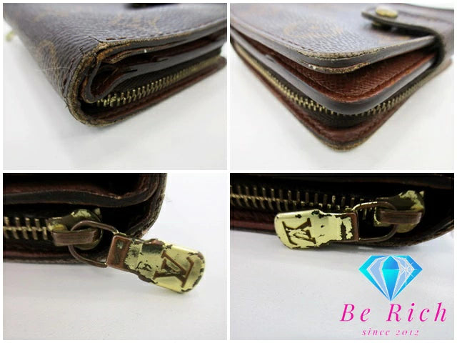 ルイ ヴィトン LOUIS VUITTON 二つ折り財布 コンパクト ジップ M61667 茶 ブラウン PVC レザー LV ロゴ ウォレット  【中古】【送料無料】bs3534
