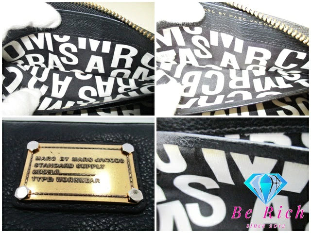 マーク バイ マークジェイコブス MARC BY MARC JACOBS ラウンドファスナー 長財布 M3112424 ブラック 黒 レザー 二つ折り財布 ロング ウォレット 【中古】【送料無料】 bs3543
