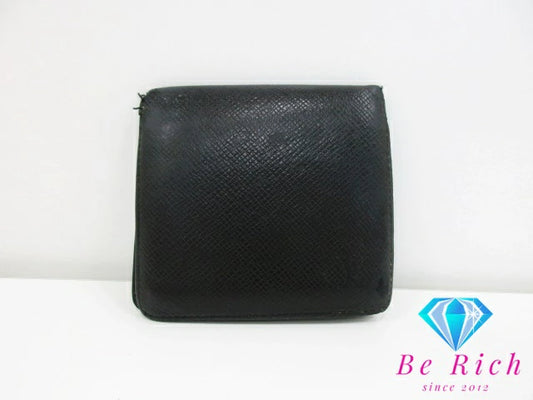 ルイ ヴィトン ポルト ビエ 3 カルト クレディ M30452 アルドワーズ 黒 ブラック タイガ レザー 二つ折り 財布 LOUIS VUITTON 【中古】【送料無料】  bs3554