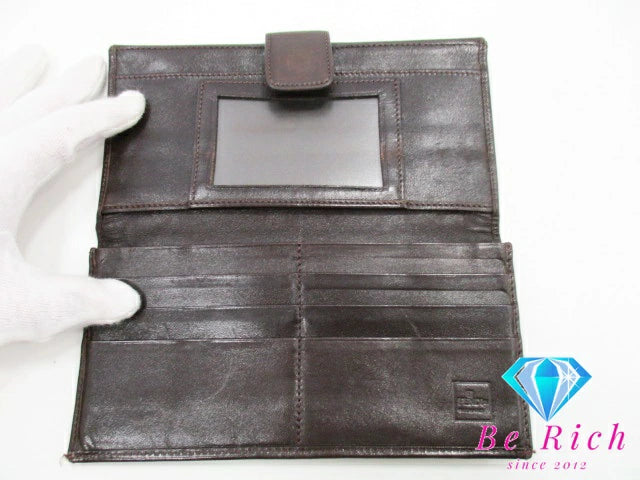 フェンディ FENDI Wホック 二つ折り 長財布 2804-30806 ズッカ ブラウン 茶 キャンバス レザー 財布 ロング ウォレット 【中古】【送料無料】 bs3569