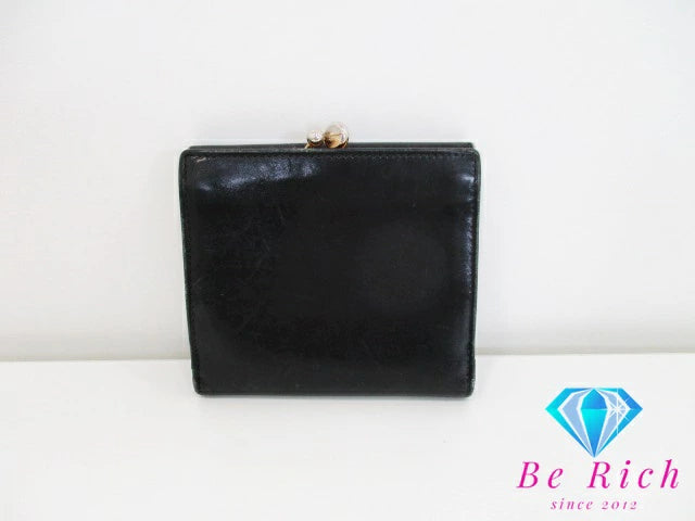 サルヴァトーレ フェラガモ 二つ折り がま口 財布 22 3057 ヴァラ 黒 ブラック レザー 型押し コンパクト ウォレット Ferragamo 【中古】【送料無料】bs3595