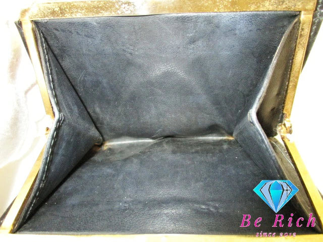 サルヴァトーレ フェラガモ 二つ折り がま口 財布 22 3057 ヴァラ 黒 ブラック レザー 型押し コンパクト ウォレット Ferragamo 【中古】【送料無料】bs3595