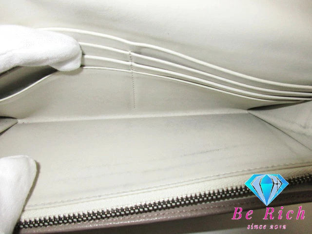 ロエベ LOEWE 二つ折り 長財布 481403 アナグラム グレージュ レザー ロゴ 財布 ロング ウォレット 【中古】【送料無料】bs3615