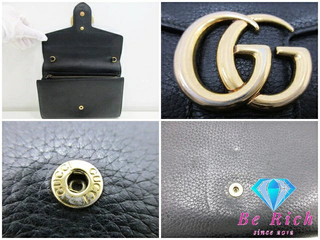 グッチ GUCCI チェーン ウォレット 二つ折り 財布 401232 GG マーモント ブラック 黒 ロゴ  レザー ショルダーバッグ 【中古】【送料無料】 bs3616