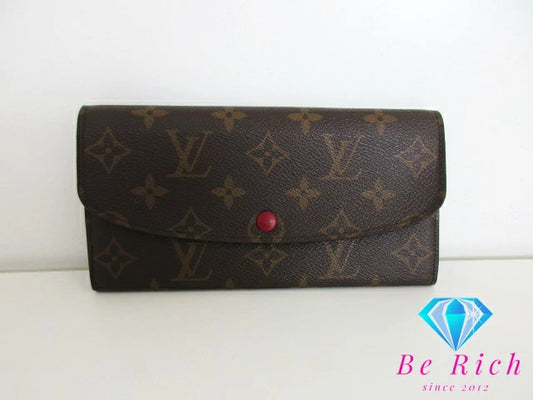 ルイ ヴィトン LOUIS VUITTON 長財布 モノグラム ポルト フォイユ エミリー M60697 フューシャ ロゴ 二つ折り財布 ロング ウォレット  【中古】【送料無料】 bs3620