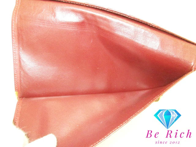 カルティエ Cartier メンズ 長財布 札入れ マスト ライン ボルドー レザー ロゴ 小銭入れなし 二つ折り財布 ロング ウォレット  【中古】【送料無料】 bs3634