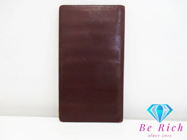 カルティエ Cartier メンズ 長財布 札入れ マスト ライン ボルドー レザー ロゴ 小銭入れなし 二つ折り財布 ロング ウォレット  【中古】【送料無料】 bs3634