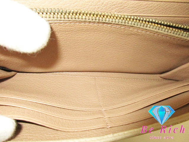 ミュウミュウ miumiu 二つ折り財布 長財布 5M1109 マドラス ベージュ レザー バイカラー ロゴ ロング ウォレット 【中古】【送料無料】 bs3645