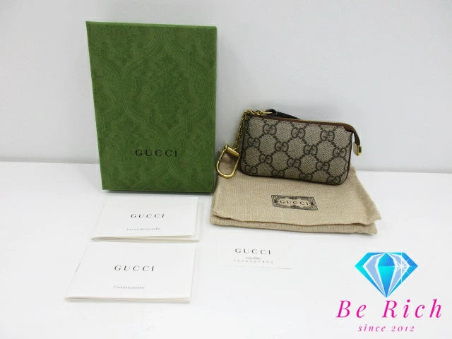 美品 グッチ GUCCI キーリング付 コインケース 小銭入れ 447964 GG スプリーム ロゴ キーケース コンパクト ウォレット GGプラス ほぼ 未使用品  【中古】【送料無料】 bs3650