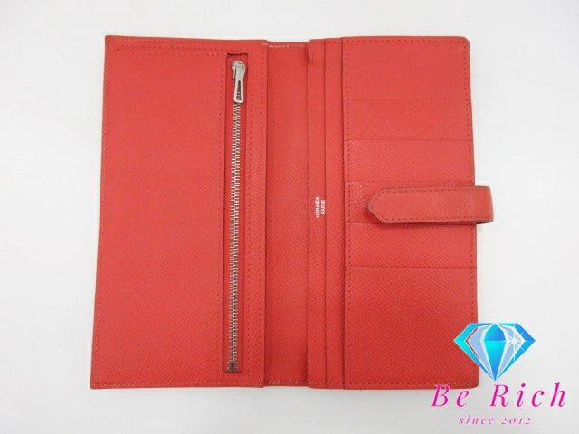 エルメス HERMES 二つ折り財布 長財布 ベアン スフレ 039785ck □P 刻印 ローズジャイプール エプソン レザー H ロゴ シルバー 金具 ロング ウォレット  【中古】【送料無料】 bs3651