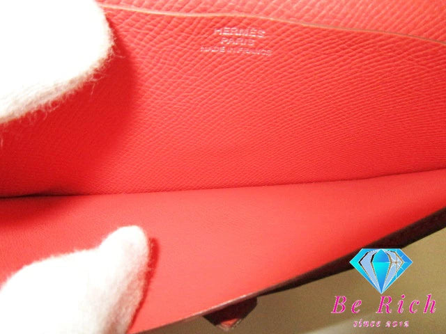 エルメス HERMES 二つ折り財布 長財布 ベアン スフレ 039785ck □P 刻印 ローズジャイプール エプソン レザー H ロゴ シルバー 金具 ロング ウォレット  【中古】【送料無料】 bs3651