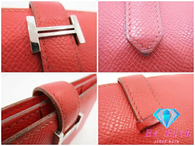 エルメス HERMES 二つ折り財布 長財布 ベアン スフレ 039785ck □P 刻印 ローズジャイプール エプソン レザー H ロゴ シルバー 金具 ロング ウォレット  【中古】【送料無料】 bs3651