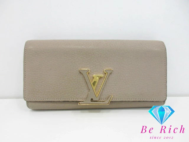ルイ ヴィトン LOUIS VUITTON ポルト フォイユ カプシーヌ M61249 ガレ グレージュ トリヨン レザー LV ロゴ 長財布 二つ折り財布 ロング ウォレット  【中古】【送料無料】 bs3657