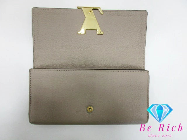 ルイ ヴィトン LOUIS VUITTON ポルト フォイユ カプシーヌ M61249 ガレ グレージュ トリヨン レザー LV ロゴ 長財布 二つ折り財布 ロング ウォレット  【中古】【送料無料】 bs3657