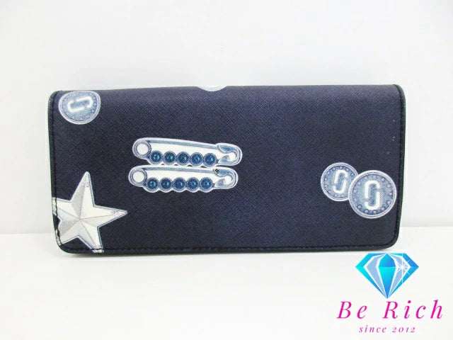 マークジェイコブス MARC JACOBS 二つ折り財布 長財布 ポップアート プリント 黒 ブラック サフィアーノ レザー ロング ウォレット  【中古】【送料無料】 bs3679