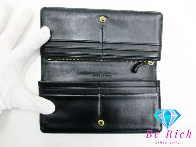 マークジェイコブス MARC JACOBS 二つ折り財布 長財布 ポップアート プリント 黒 ブラック サフィアーノ レザー ロング ウォレット  【中古】【送料無料】 bs3679