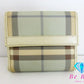 バーバリー BURBERRY Wホック 財布 チェック ベージュ イエロー ブルー ナイロン レザー ロゴ 札入れ 小銭入れ 二つ折り財布 中財布 ミディアム コンパクト ウォレット 【中古】【送料無料】 bs3687