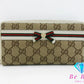 グッチ GUCCI ラウンド ファスナー 長財布 307995 メイフェア GG キャンバス レザー リボン シェリー ウェブ ブラウン アイボリー 二つ折り財布 ロング ウォレット 【中古】【送料無料】bs3691