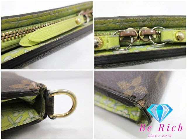 ルイ ヴィトン LOUIS VUITTON 長財布 モノグラム フルリ ポルト フォイユ アンソリット M60228 ヴェール LV ロゴ 二つ折り財布 ロング ウォレット 【中古】【送料無料】bs3696