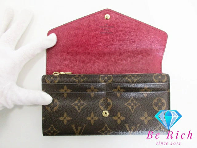 ルイ ヴィトン LOUIS VUITTON 二つ折り財布 長財布 モノグラム ポルトフォイユ サラ M62234 フューシャ LV ロゴ ロング ウォレット 【中古】【送料無料】 bs3697
