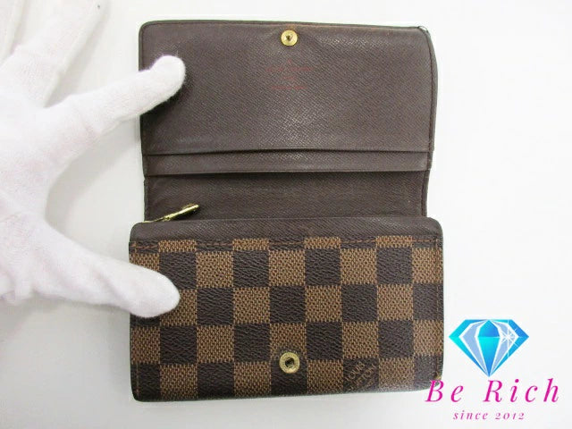 ルイ ヴィトン LOUIS VUITTON 二つ折り財布 ダミエ ポルト モネ ビエ トレゾール N61730 エベヌ LV ロゴ 中財布 コンパクト ミディアム ウォレット 【中古】【送料無料】bs3700