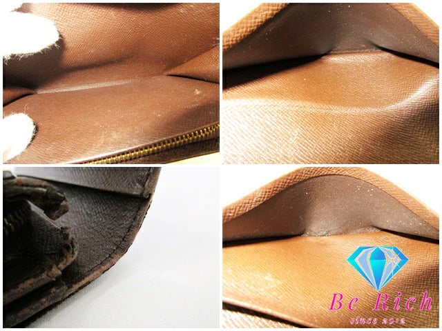 ルイ ヴィトン LOUIS VUITTON 二つ折り財布 ダミエ ポルト モネ ビエ トレゾール N61730 エベヌ LV ロゴ 中財布 コンパクト ミディアム ウォレット 【中古】【送料無料】bs3700