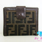 フェンディ FENDI Wホック 二つ折り財布 2251 12671 008 ズッカ ブラウン 茶 キャンバス レザー ロゴ コンパクト ウォレット  【中古】【送料無料】 bs3705