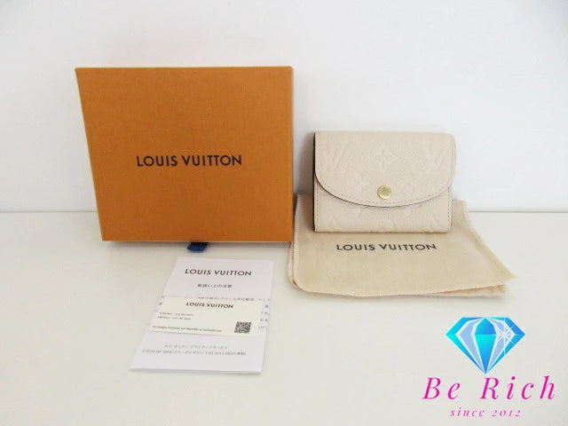 美品 ルイ ヴィトン LOUIS VUITTON  モノグラム アンプラント ポルトモネ ロザリ M81445 クレーム アイボリー レザー LV ロゴ コインケース 小銭入れ カードケース コンパクト ウォレット 小物  【中古】【送料無料】 bs3711