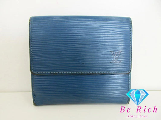 ルイ ヴィトン LOUIS VUITTON Wホック 三つ折り財布 エピ ポルト モネ ビエ カルト クレディ M63485 トレド ブルー 青 レザー LV ロゴ 二つ折り財布 コンパクト ウォレット  【中古】【送料無料】 bs3712
