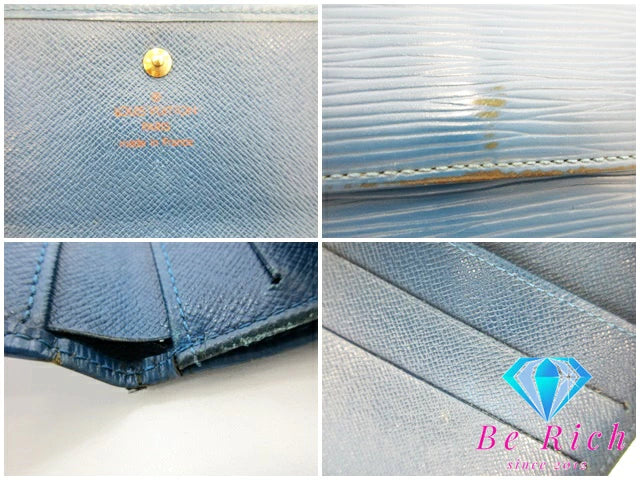 ルイ ヴィトン LOUIS VUITTON Wホック 三つ折り財布 エピ ポルト モネ ビエ カルト クレディ M63485 トレド ブルー 青 レザー LV ロゴ 二つ折り財布 コンパクト ウォレット  【中古】【送料無料】 bs3712