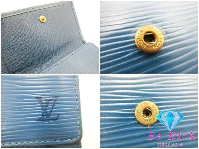 ルイ ヴィトン LOUIS VUITTON Wホック 三つ折り財布 エピ ポルト モネ ビエ カルト クレディ M63485 トレド ブルー 青 レザー LV ロゴ 二つ折り財布 コンパクト ウォレット  【中古】【送料無料】 bs3712