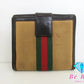 グッチ GUCCI Wホック 二つ折り財布 035.0959.2179 シェリー ウェブ ベージュ ブラウン 茶 キャンバス レザー ロゴ コンパクト ウォレット  【中古】【送料無料】bs3714