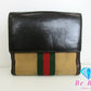 グッチ GUCCI Wホック 二つ折り財布 035.0959.2179 シェリー ウェブ ベージュ ブラウン 茶 キャンバス レザー ロゴ コンパクト ウォレット  【中古】【送料無料】bs3714