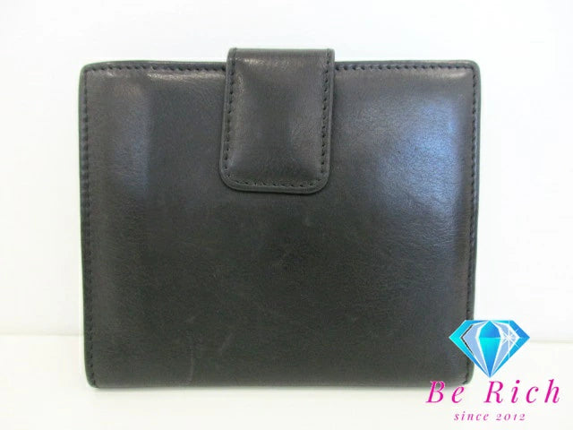 グッチ GUCCI Wホック 二つ折り財布 94272 G ロゴ 黒 ブラック レザー コンパクト ウォレット 【中古】【送料無料】bs3717
