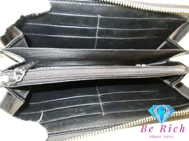 グッチ GUCCI ラウンド ファスナー 長財布 428736 GG マーモント ブラック 黒 スムース レザー ロゴ 二つ折り財布 ロング ウォレット  【中古】【送料無料】 bs3718