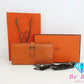 エルメス HERMES 二つ折り財布 長財布 ベアン スフレ □L 刻印 オレンジ ヴォー エプソン レザー H ロゴ シルバー 金具 ロング ウォレット  【中古】【送料無料】 bs3724