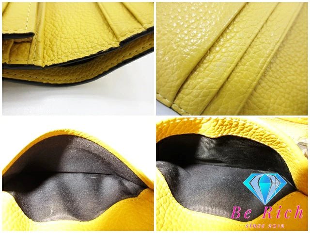ジミーチュウ JIMMY CHOO 二つ折り財布 UUF211 HANNE イエロー 黄 レザー ロゴ 中財布 ミディアム コンパクト ウォレット スター 星 スタッズ HANNE 【中古】【送料無料】 bs3727