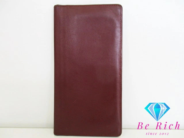 カルティエ Cartier メンズ 二つ折り財布 長財布 札入れ マスト ライン ボルドー レザー ロゴ ロング ウォレット 小銭入れなし  【中古】【送料無料】 bs3731