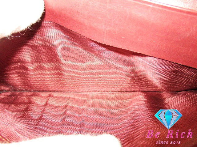 カルティエ Cartier メンズ 二つ折り財布 長財布 札入れ マスト ライン ボルドー レザー ロゴ ロング ウォレット 小銭入れなし  【中古】【送料無料】 bs3731