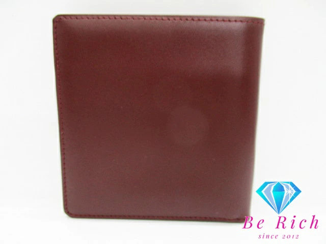 カルティエ Cartier メンズ 二つ折り財布 73184192 マスト ボルドー レザー ロゴ コンパクト ウォレット 【中古】【送料無料】 bs3732