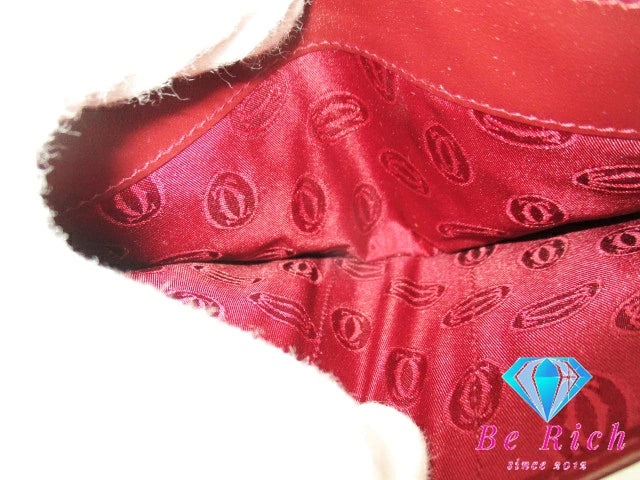 カルティエ Cartier メンズ 二つ折り財布 73184192 マスト ボルドー レザー ロゴ コンパクト ウォレット 【中古】【送料無料】 bs3732