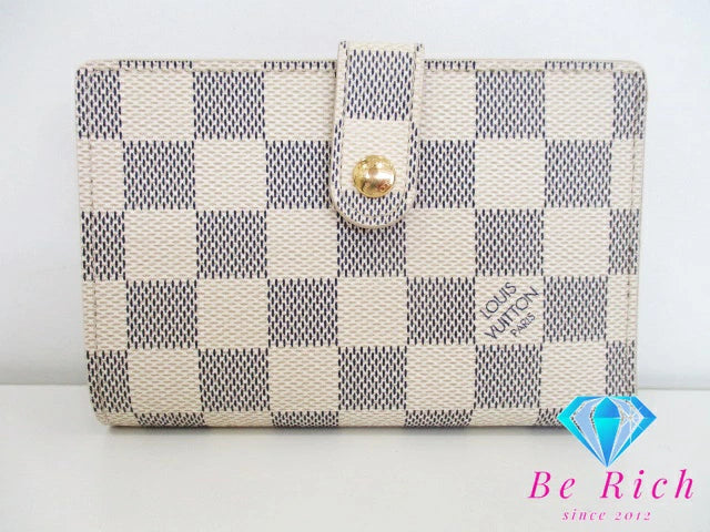 ルイ ヴィトン LOUIS VUITTON ダミエ アズール ポルトフォイユ ヴィエノワ N61676 白 ホワイト アイボリー PVC レザー LV ロゴ 中財布 ミディアム コンパクト ウォレット がま口 小銭入れ 【中古】【送料無料】 bs3733