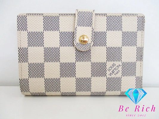 ルイ ヴィトン LOUIS VUITTON ダミエ アズール ポルトフォイユ ヴィエノワ N61676 白 ホワイト アイボリー PVC レザー LV ロゴ 中財布 ミディアム コンパクト ウォレット がま口 小銭入れ 【中古】【送料無料】 bs3733