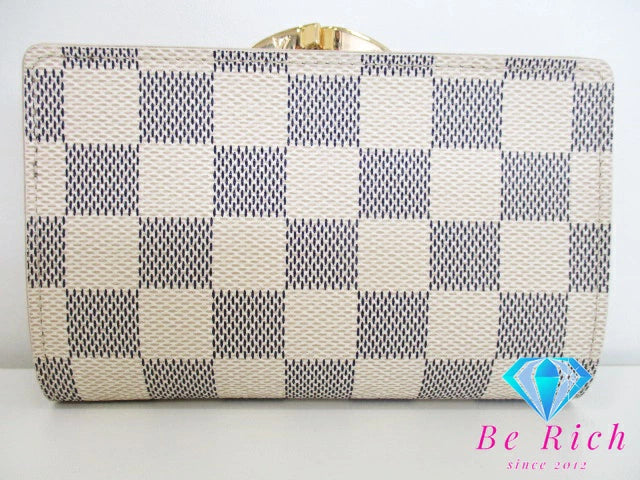 ルイ ヴィトン LOUIS VUITTON ダミエ アズール ポルトフォイユ ヴィエノワ N61676 白 ホワイト アイボリー PVC レザー LV ロゴ 中財布 ミディアム コンパクト ウォレット がま口 小銭入れ 【中古】【送料無料】 bs3733