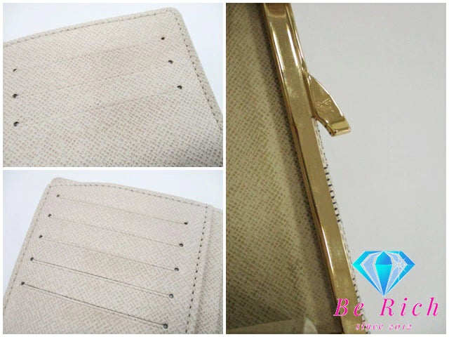 ルイ ヴィトン LOUIS VUITTON ダミエ アズール ポルトフォイユ ヴィエノワ N61676 白 ホワイト アイボリー PVC レザー LV ロゴ 中財布 ミディアム コンパクト ウォレット がま口 小銭入れ 【中古】【送料無料】 bs3733