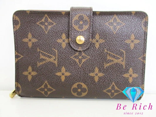 ルイ ヴィトン LOUIS VUITTON 二つ折り財布 モノグラム ポルト パピエ ジップ M61207 茶 ブラウン PVC レザー LV ロゴ 中財布 ミディアム コンパクト ウォレット パスポート入れ 【中古】【送料無料】 bs3735
