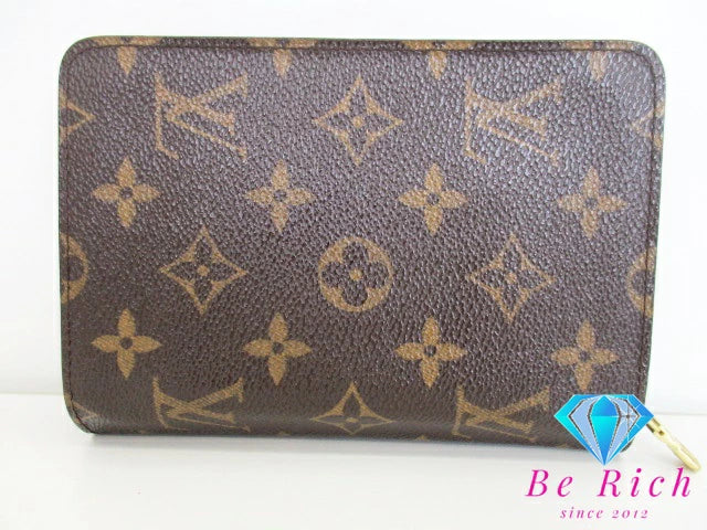 ルイ ヴィトン LOUIS VUITTON 二つ折り財布 モノグラム ポルト パピエ ジップ M61207 茶 ブラウン PVC レザー LV ロゴ 中財布 ミディアム コンパクト ウォレット パスポート入れ 【中古】【送料無料】 bs3735
